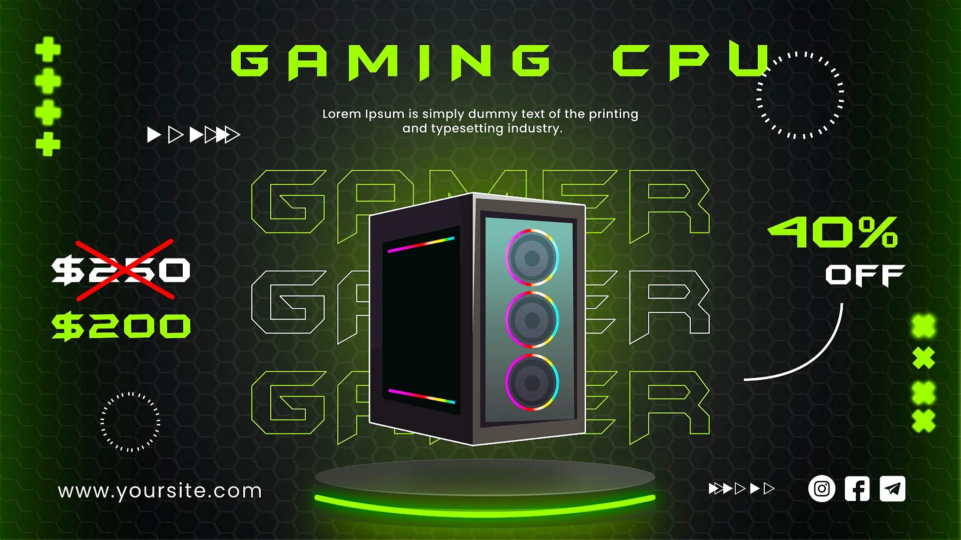 Neon Gaming PC Setup Video Display